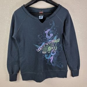 Zepka Harley Davidson of Johnstown Black Sweatshirt Embellished Front Ladies
